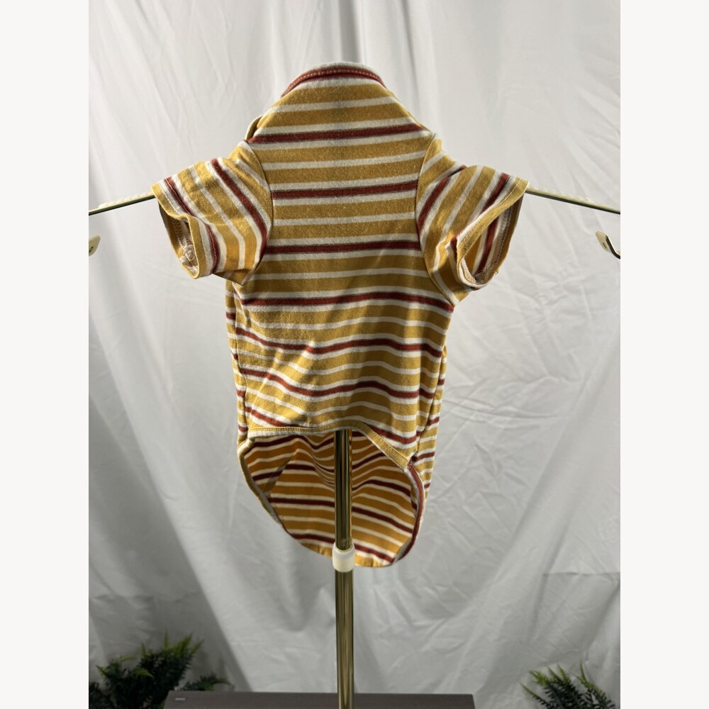 Knuffelen Mustard Red Striped Dog Shirt Size XL 100% Cotton Pet Tee Puppy